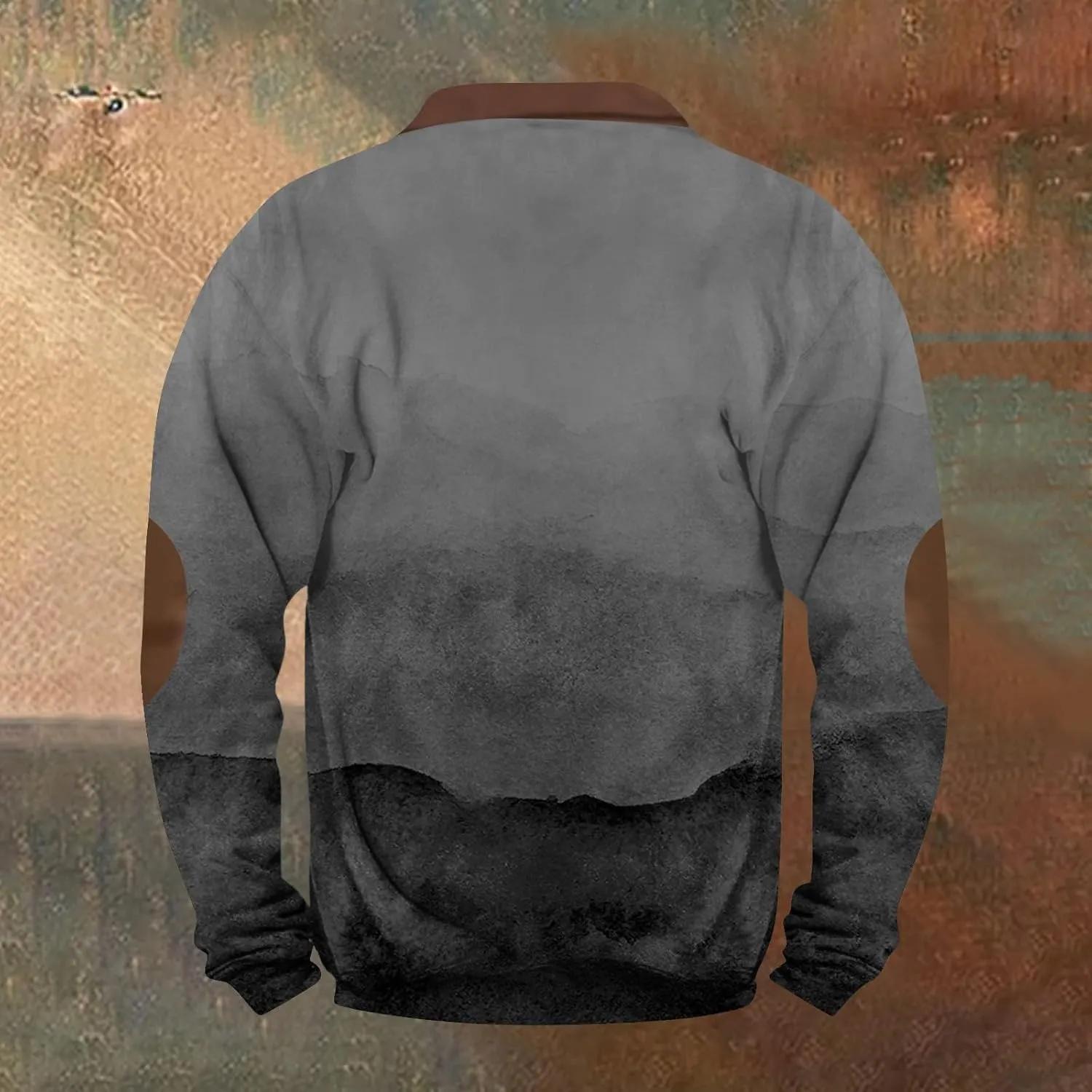 Mens Quarter Zip Sweatshirt For Fashion Vintage Long Sleeve Causal Sport V-Neck Vintage Graphic Print Pullover Tops