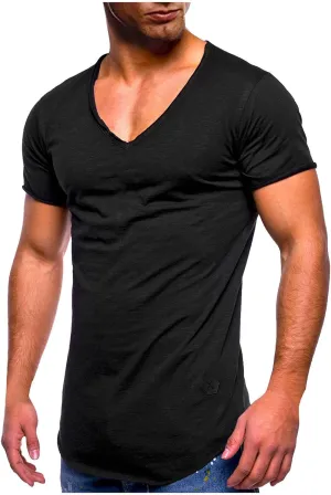Men's Regular Fit Short Sleeve Workout Muscle T-Shirts V Neck Fashion Hipster Summer Athletic Tops