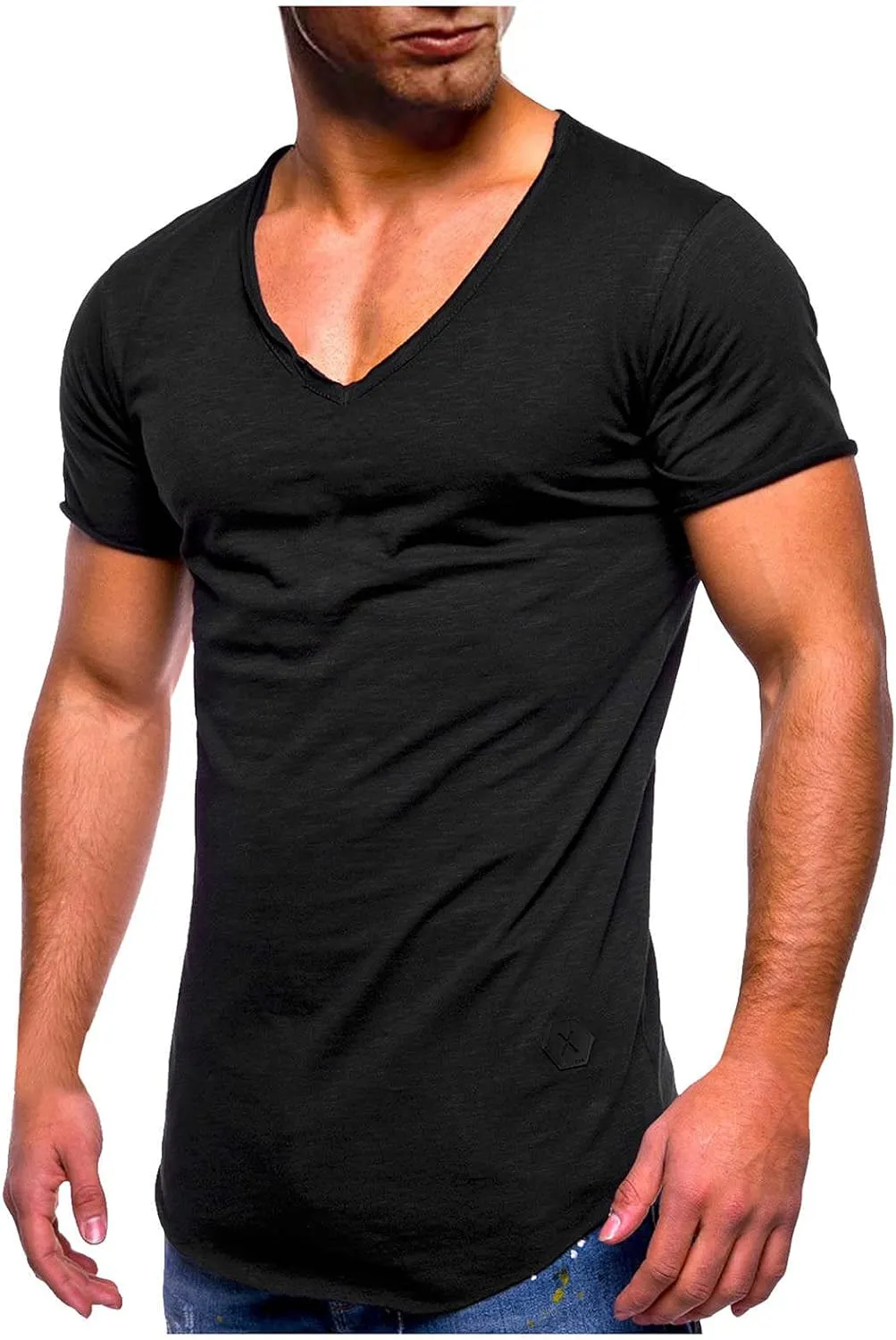 Men's Regular Fit Short Sleeve Workout Muscle T-Shirts V Neck Fashion Hipster Summer Athletic Tops