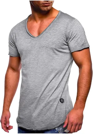 Men's Regular Fit Short Sleeve Workout Muscle T-Shirts V Neck Fashion Hipster Summer Athletic Tops