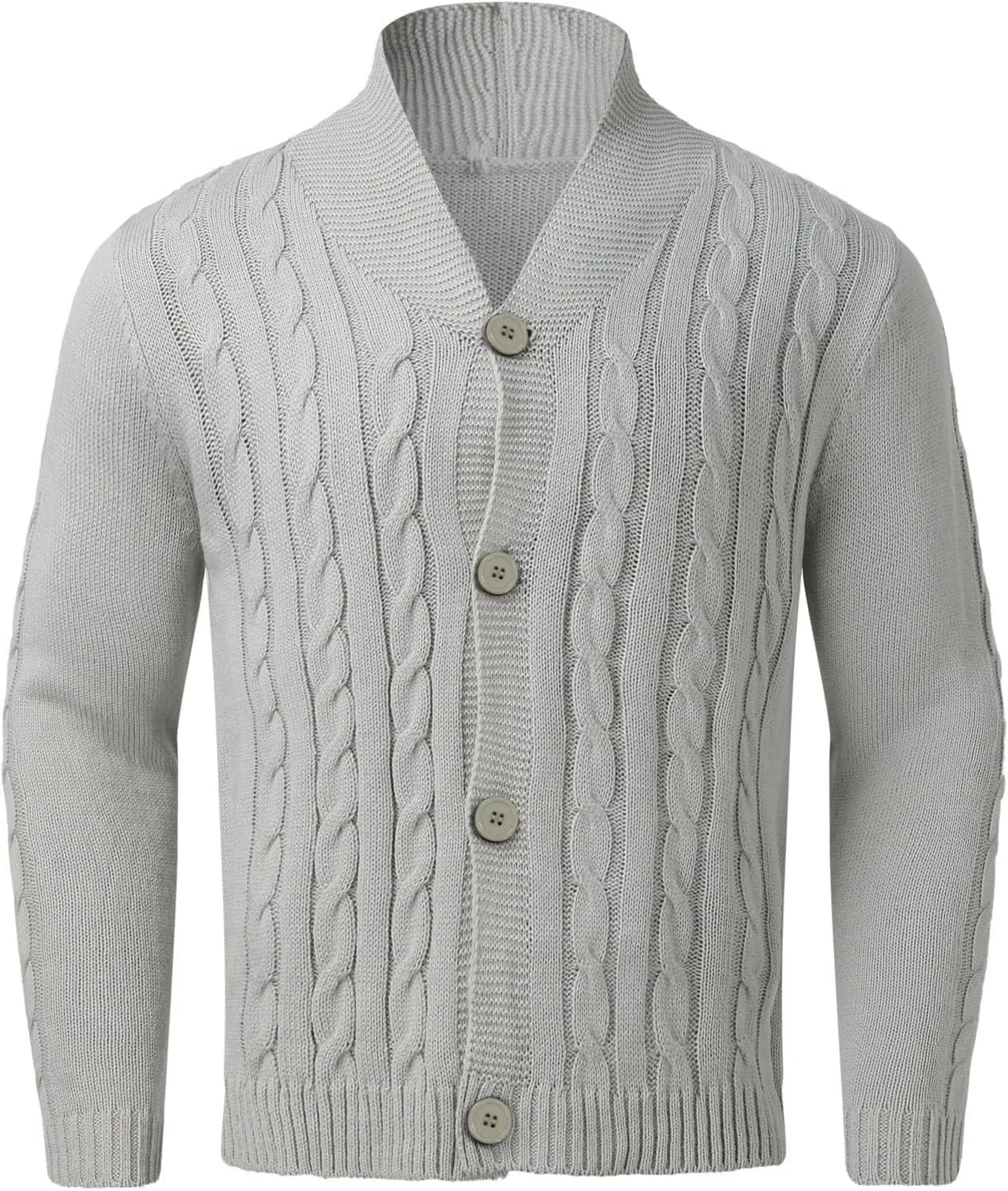 Mens Shawl Collar Cardigan Sweater Cable Knitted Button Down Sweaters Fall Winter Cable Knitted Outwear