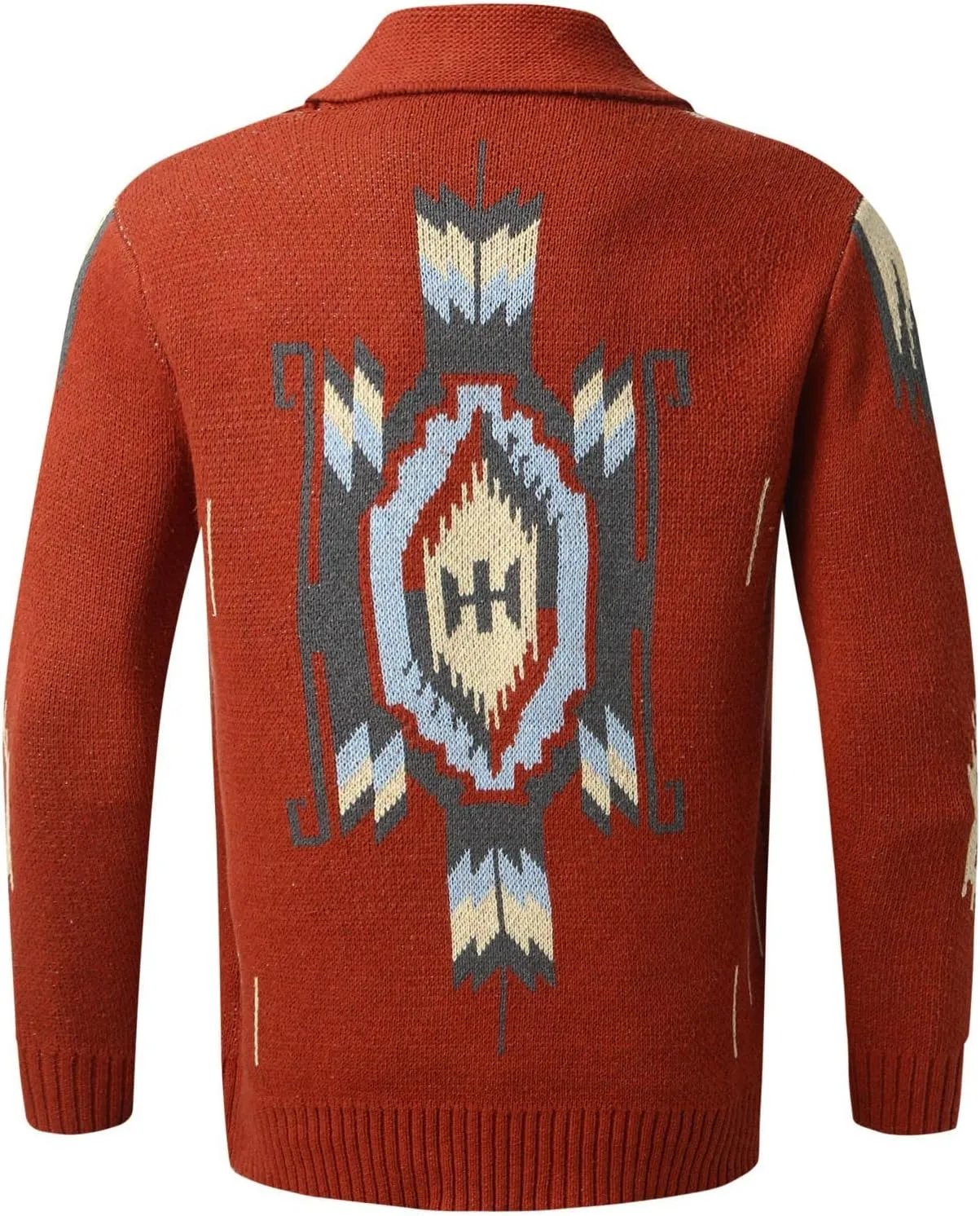 Mens Shawl Collar Cardigan Sweater Vintage Graphic Cardigan Rib Knit Casual Button Down Fall Winter Sweaters