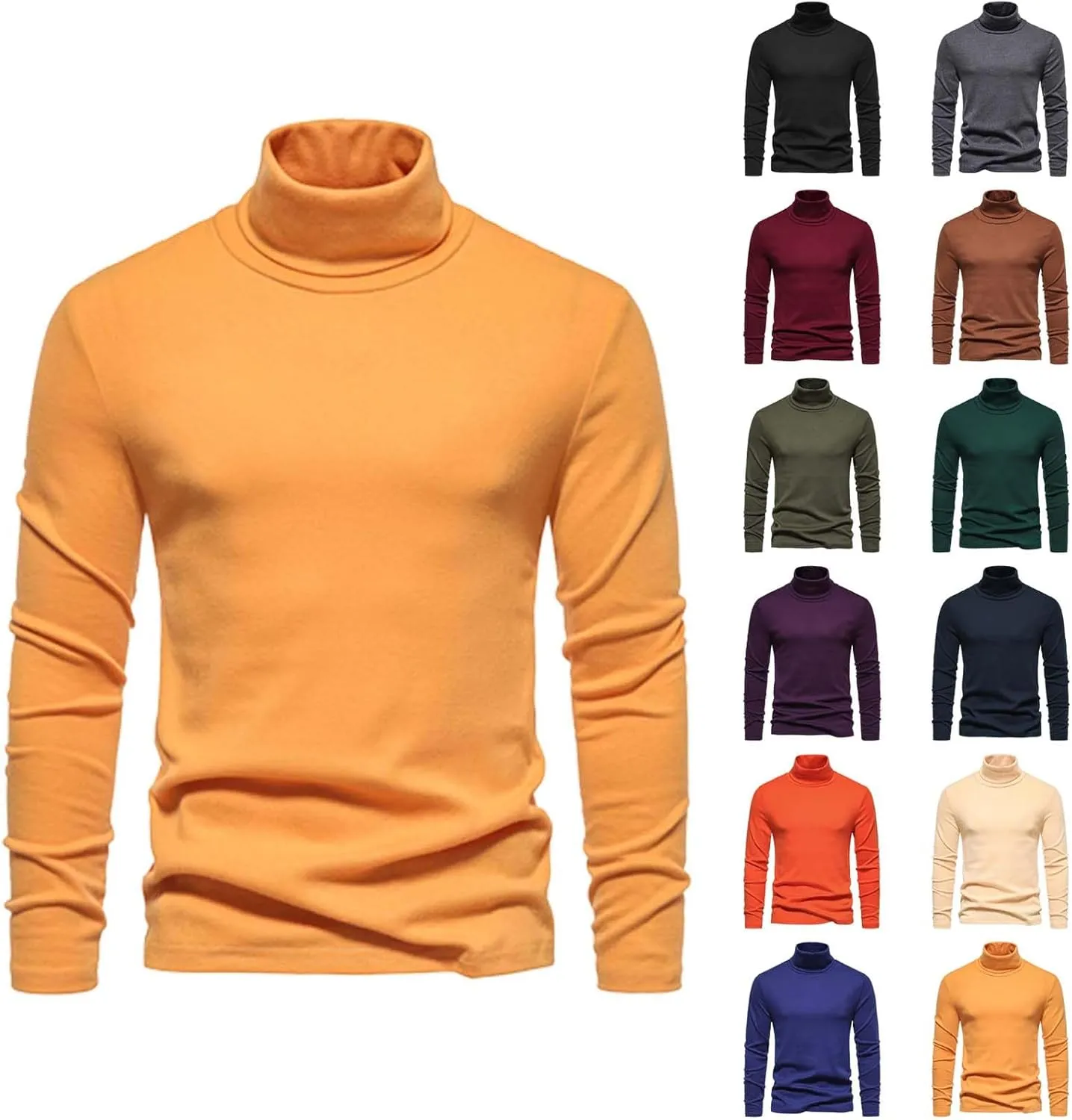 Mens Slim Fit Basic Turtleneck Shirts Long Sleeve Fall Winter Thermal Undershirt Casual Knitted Pullover Sweaters