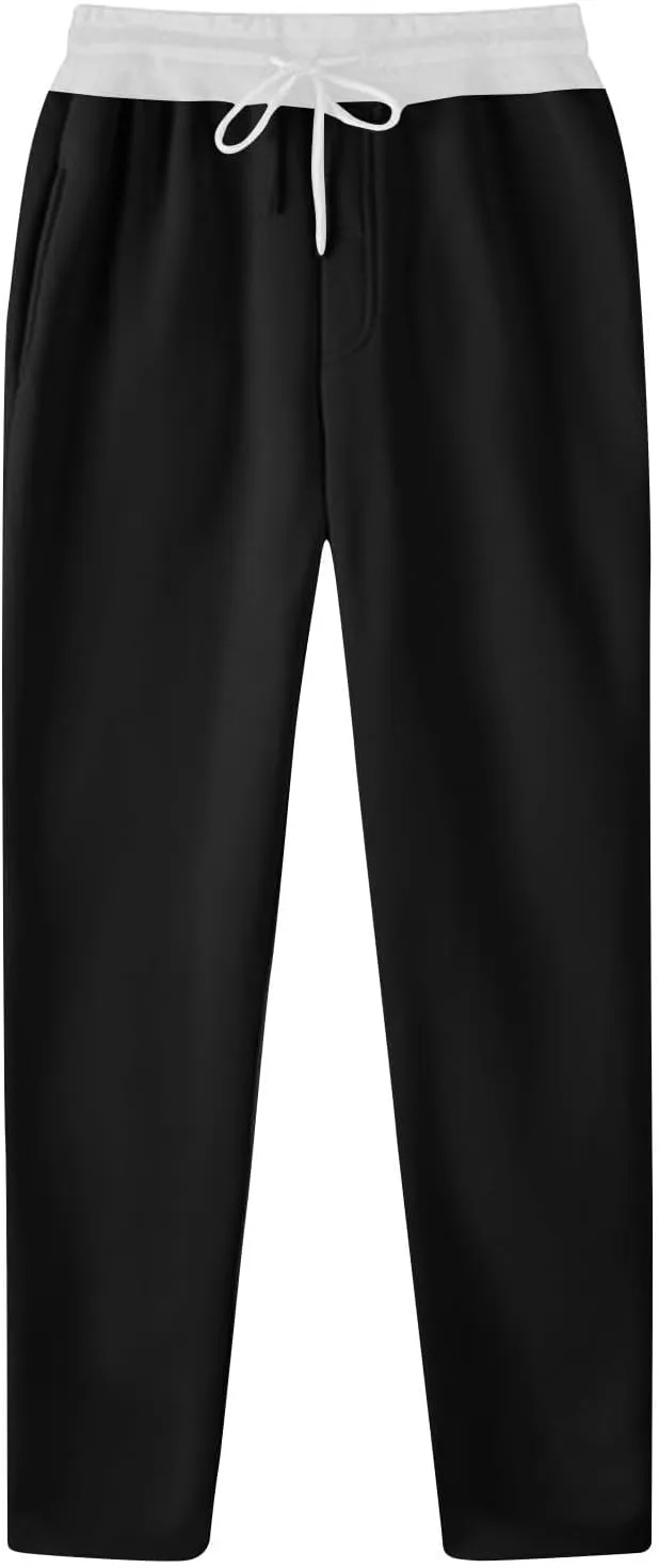 Men's Sweatpants Open Bottom Straight Leg Trousers Baggy Lounge Running Athletic Joggers Pants with Pockets
