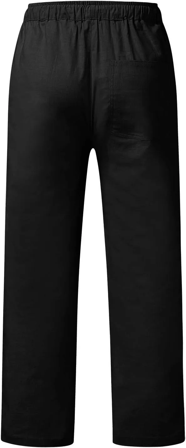 Mens Sweatpants with Pockets Big and Tall Pants Straight Leg Elastic Waist Jogger Sweatpants Fleece Cargo Sweatpants