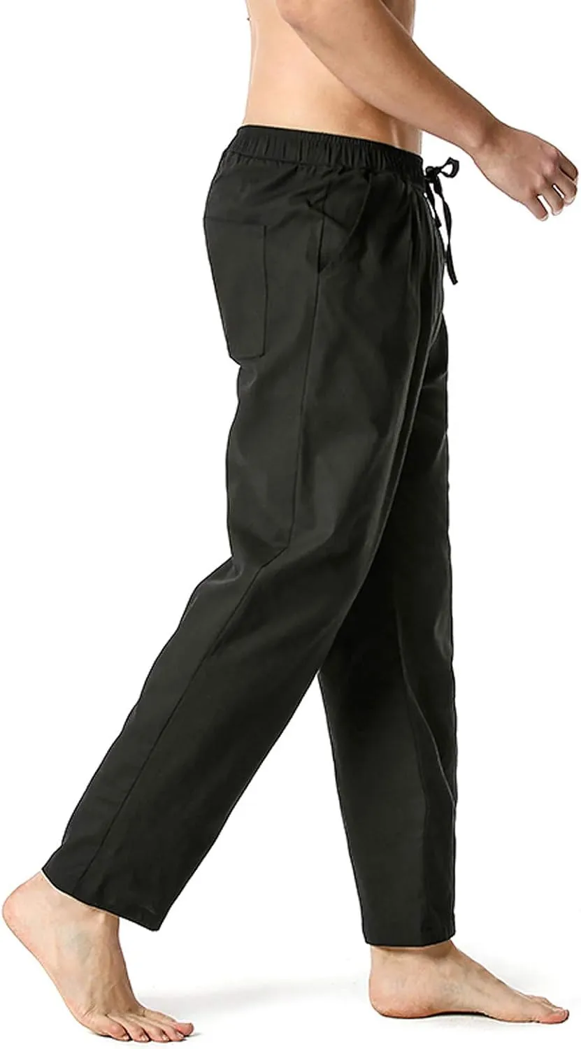 Mens Sweatpants with Pockets Big and Tall Pants Straight Leg Elastic Waist Jogger Sweatpants Fleece Cargo Sweatpants