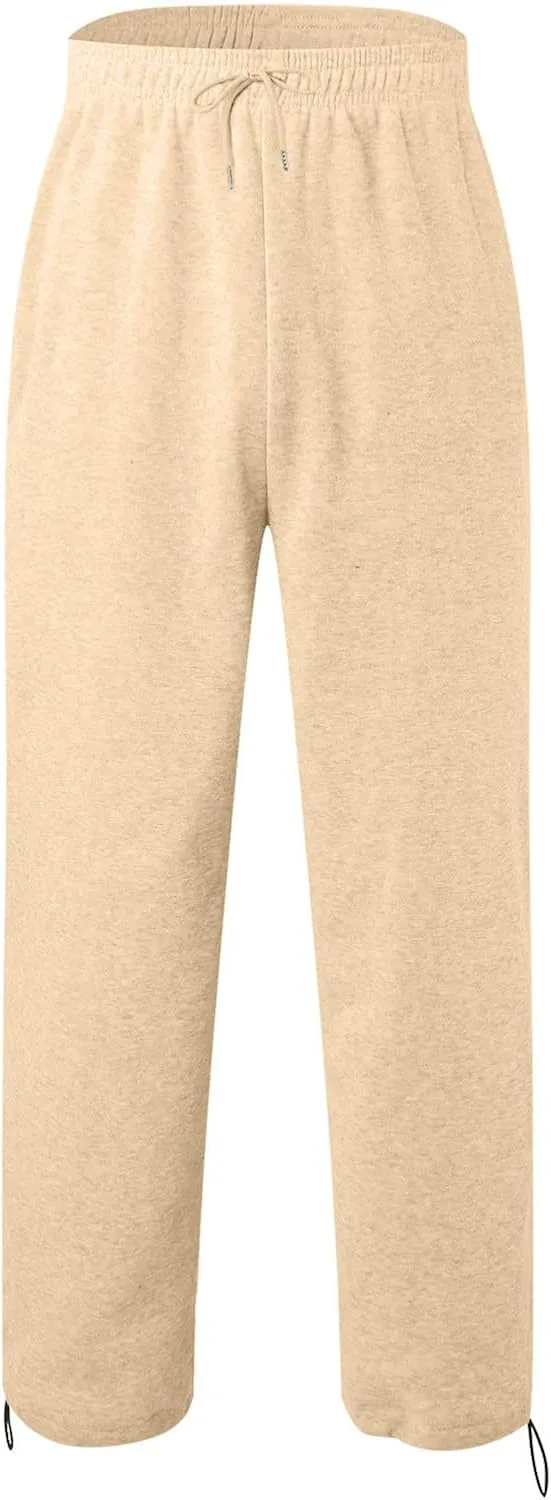 Mens Sweatpants with Pockets Big and Tall Waist Drawstring Long Pants Solid Color Pockets Casual Loose Trousers Joggers