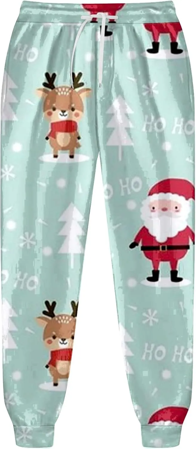 Mens Sweatsuits 2 Piece Set Set Funny Christmas Tracksuit 2 Piece Funny Reindeer Casual Sport Jogging Suits with