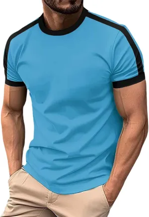 Men's T-Shirts Short Sleeve Crewneck Casual Sport Tee Trendy Colorblock Baseball Shirt Workout Muscle Top Big & Tall