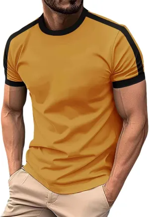 Men's T-Shirts Short Sleeve Crewneck Casual Sport Tee Trendy Colorblock Baseball Shirt Workout Muscle Top Big & Tall