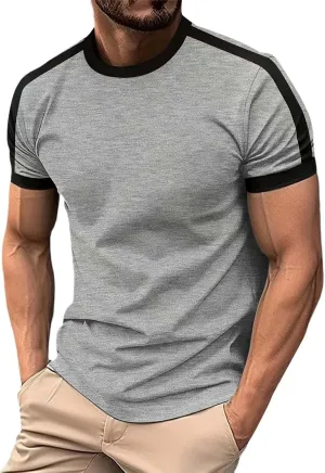 Men's T-Shirts Short Sleeve Crewneck Casual Sport Tee Trendy Colorblock Baseball Shirt Workout Muscle Top Big & Tall