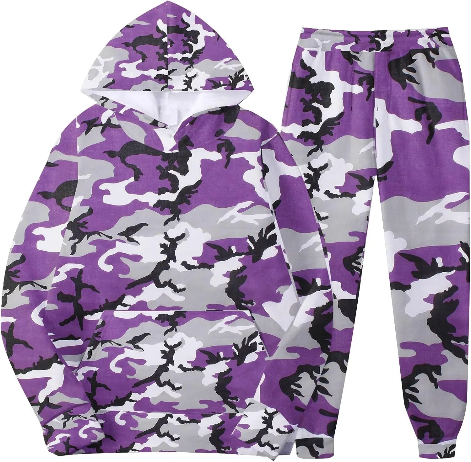 Men's Track Suits 2 Piece Set Active Print Sweatshirt and Sweatpants Suit Men's Casual Tracksuit Athletic Sweatsuits