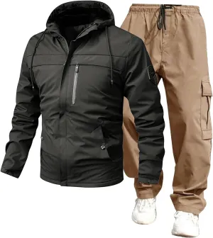 Men'S Tracksuit 2 Pieces Set And Winter Warm Solid Color Sportswear 2 Set Solid Color Hoodie Solid Sweatsuits For