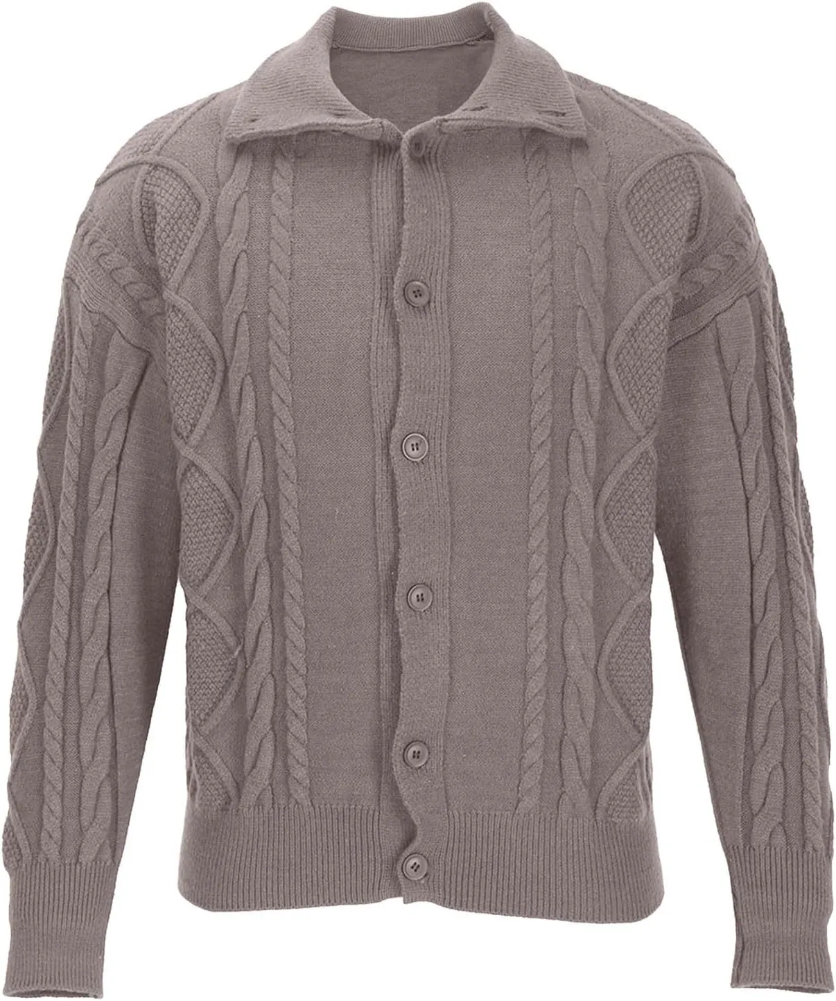 Men's Turtleneck Cardigan Sweaters 2024 Long Sleeve Button Down Pullover Sweater Stand Collar Cable Knit Sweatshirts