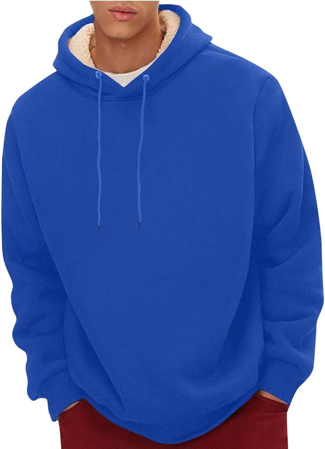Men's Winter Hoodie Sherpa Lined Warm Pullover Athletic Pocket Casual Thick Fleece Heavy Windproof Hooded Sweatshirt