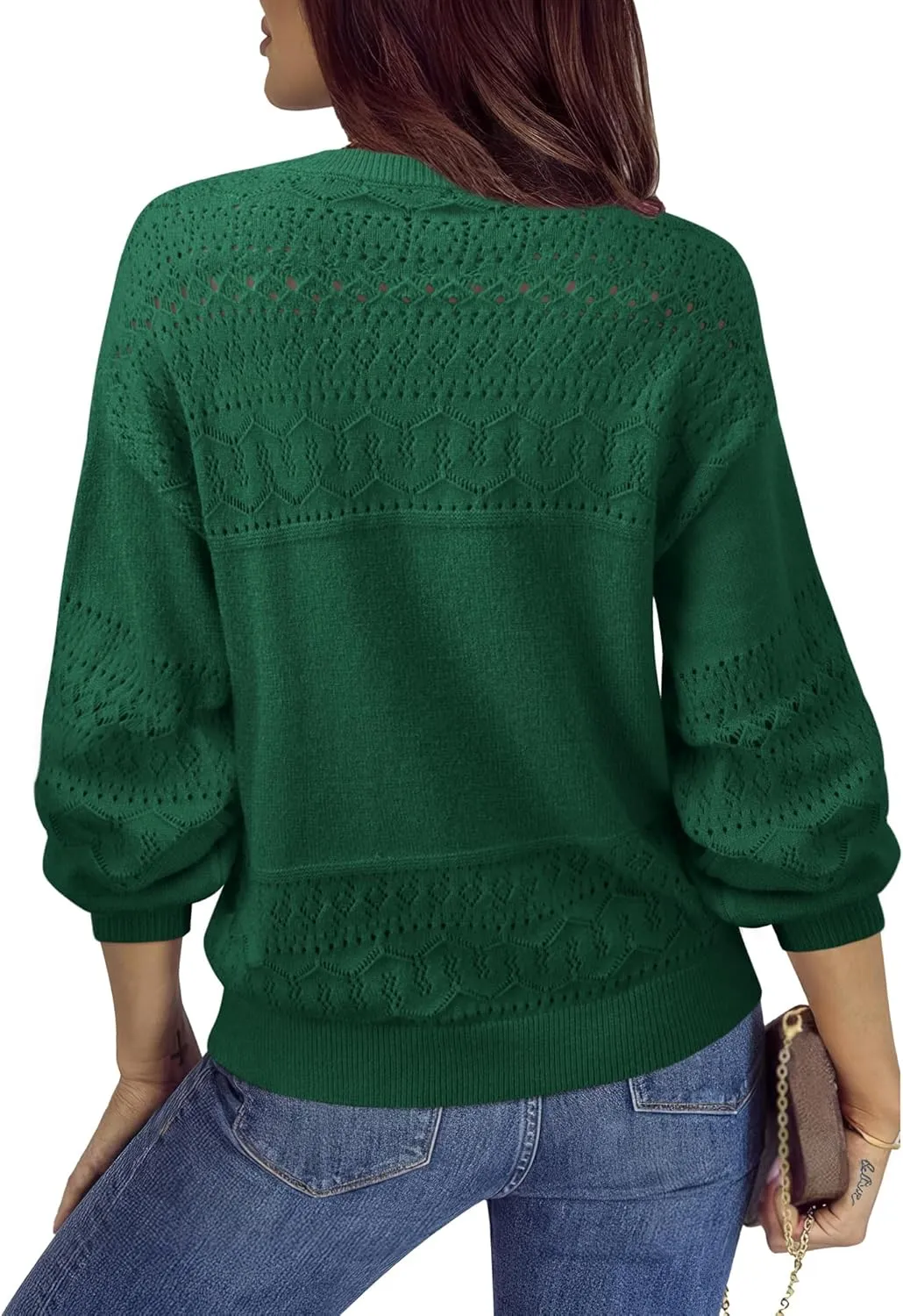 Messic Womens Pullover Sweaters 2024 Casual Long Sleeve V Neck Lightweight Loose Knit Tops