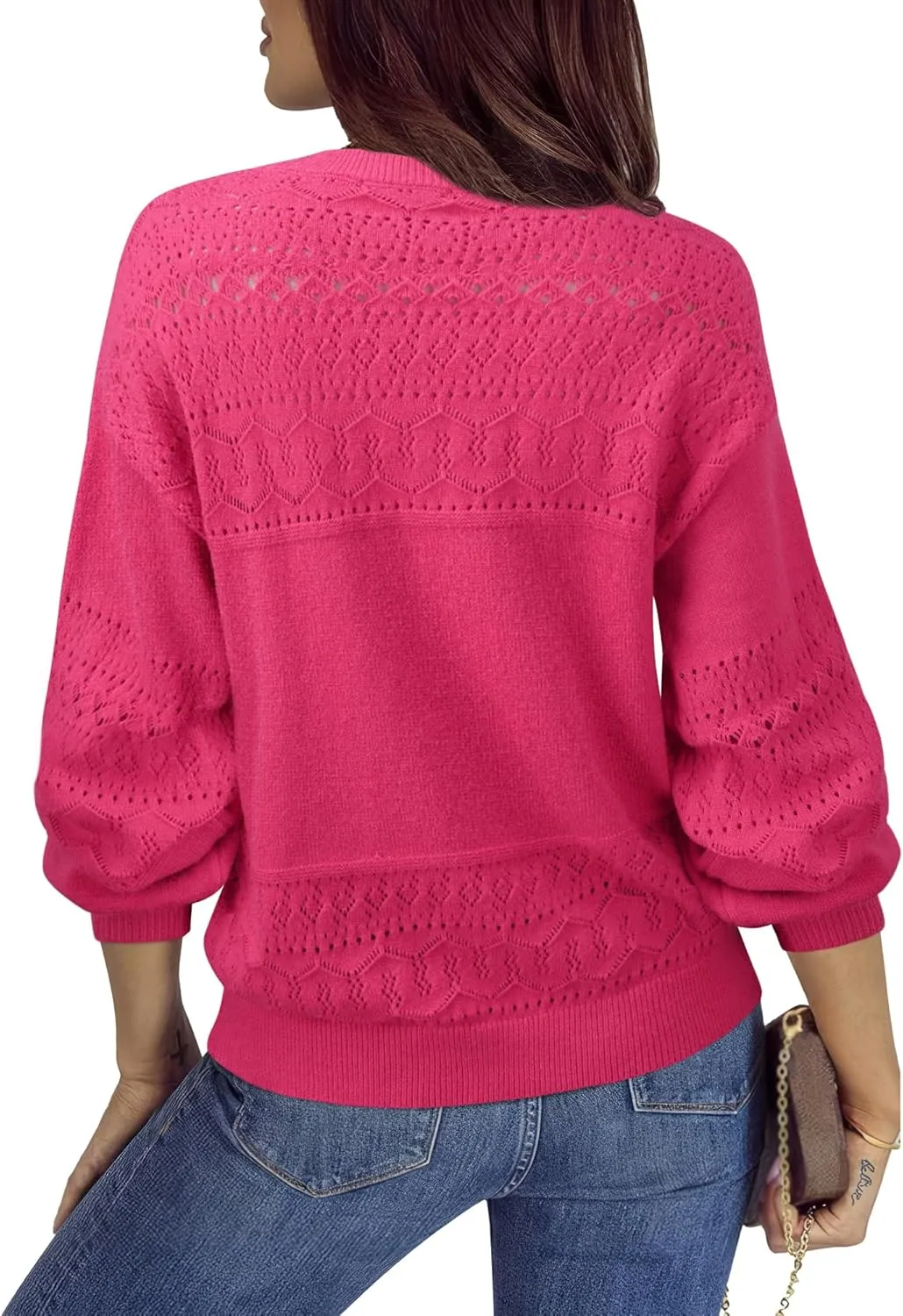 Messic Womens Pullover Sweaters 2024 Casual Long Sleeve V Neck Lightweight Loose Knit Tops