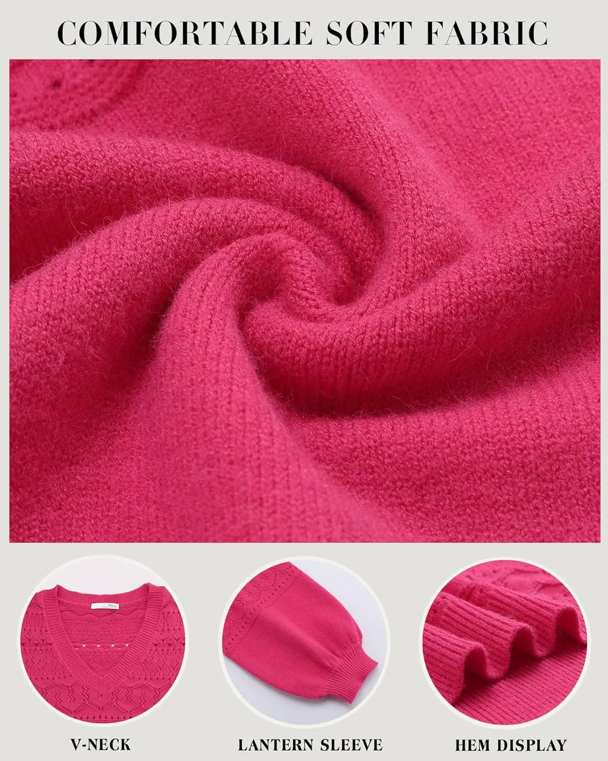 Messic Womens Pullover Sweaters 2024 Casual Long Sleeve V Neck Lightweight Loose Knit Tops