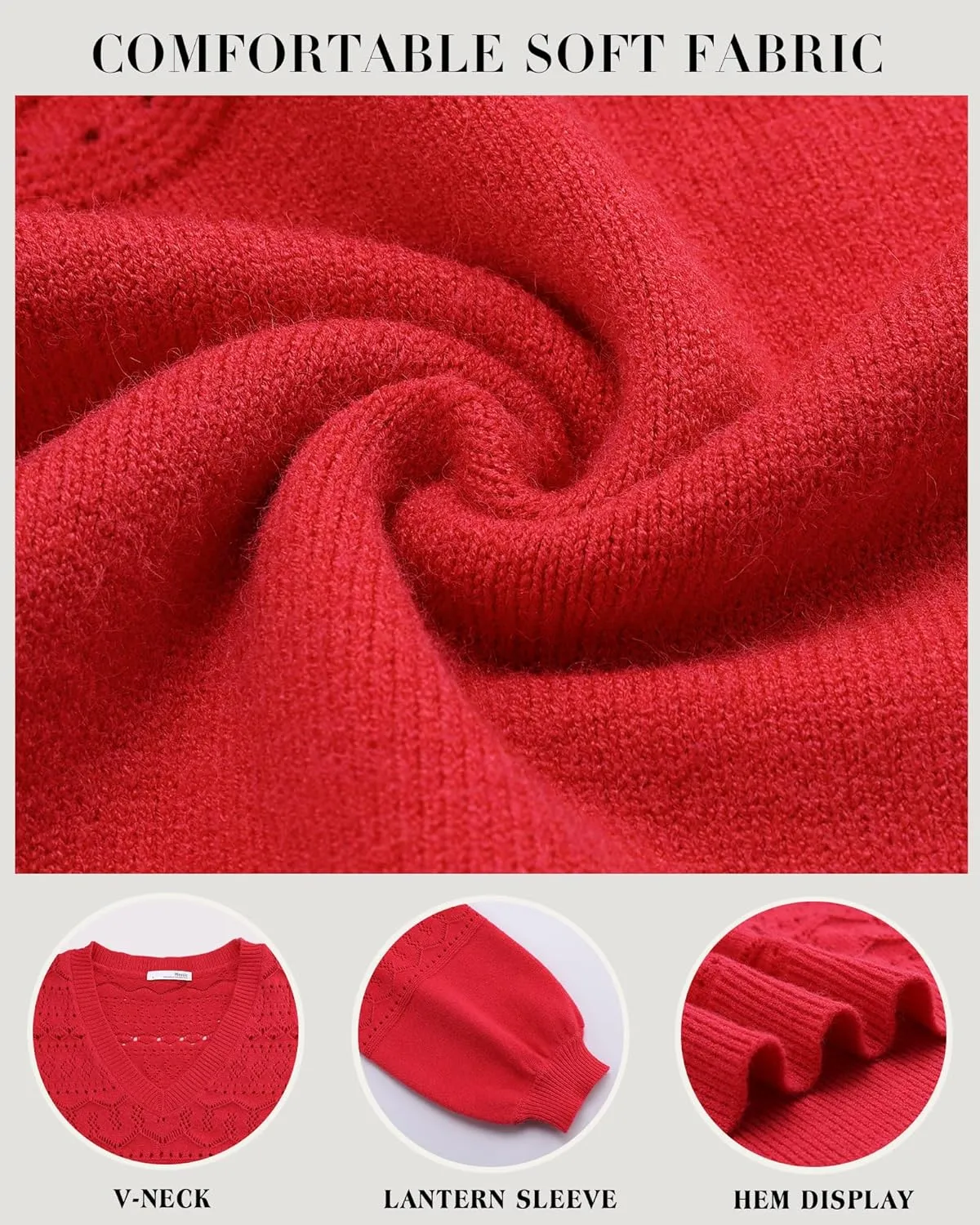 Messic Womens Pullover Sweaters 2024 Casual Long Sleeve V Neck Lightweight Loose Knit Tops