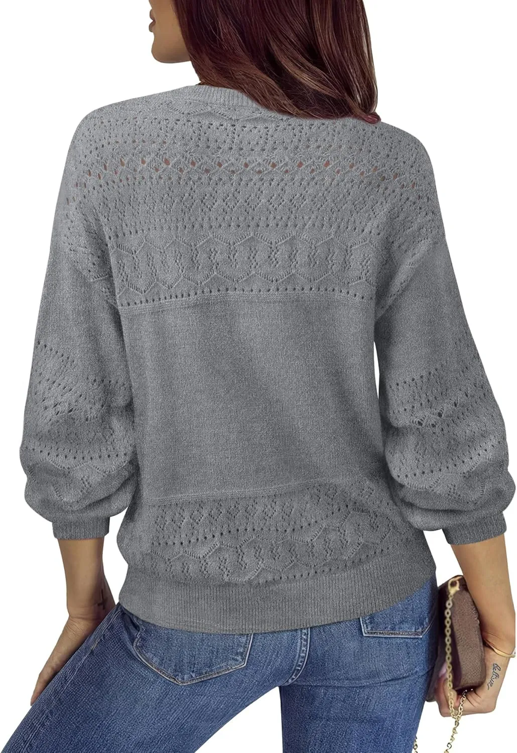 Messic Womens Pullover Sweaters 2024 Casual Long Sleeve V Neck Lightweight Loose Knit Tops
