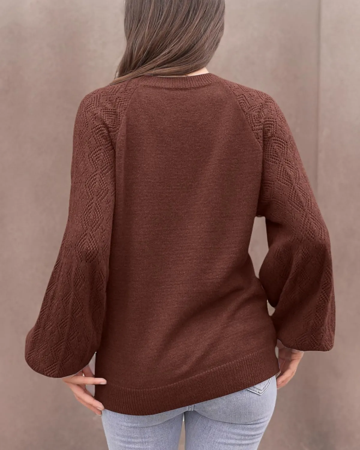 Messic Womens Pullover Sweaters 2024 Casual Long Sleeve V Neck Loose Knit Tops