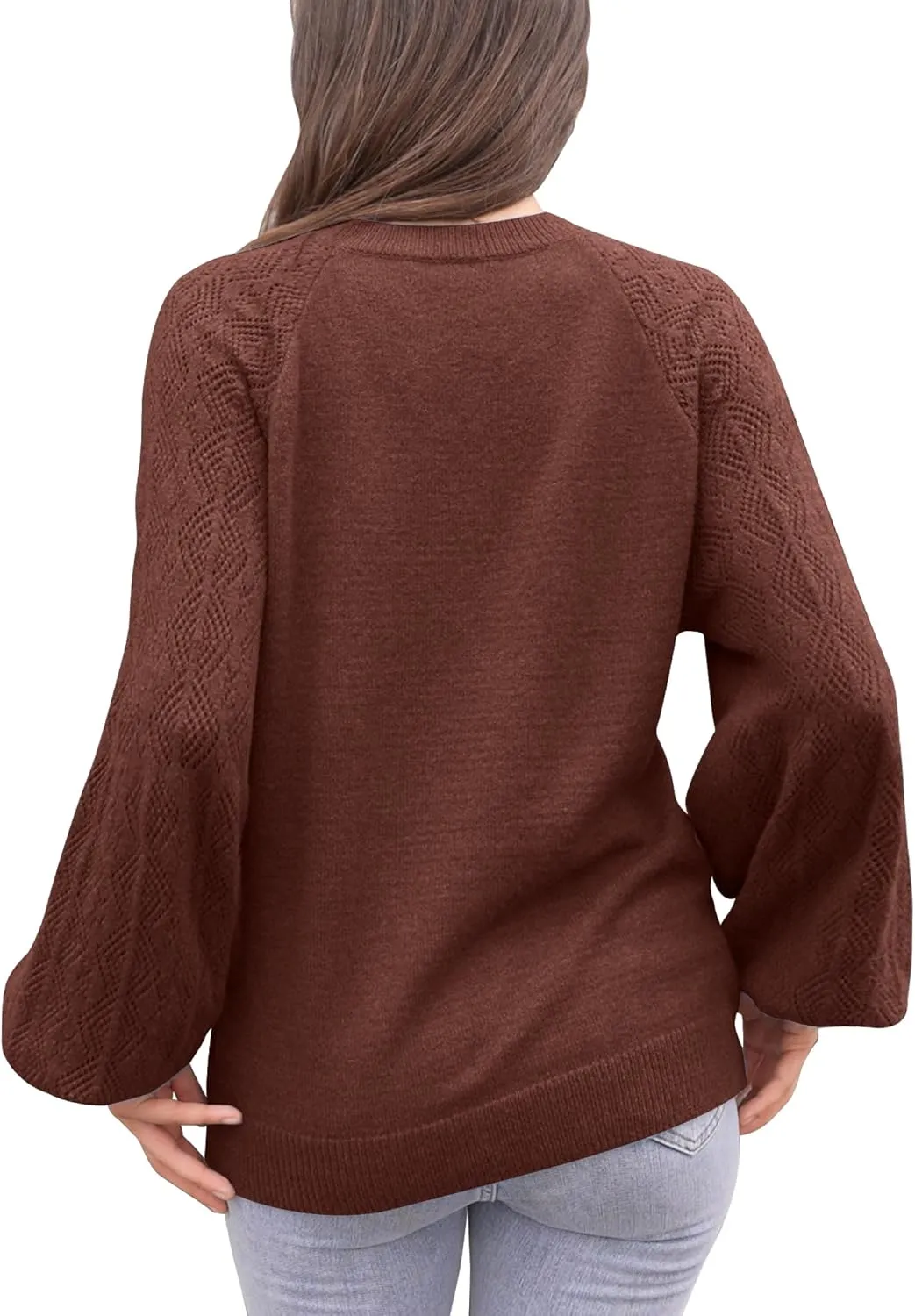 Messic Womens Pullover Sweaters 2024 Casual Long Sleeve V Neck Loose Knit Tops