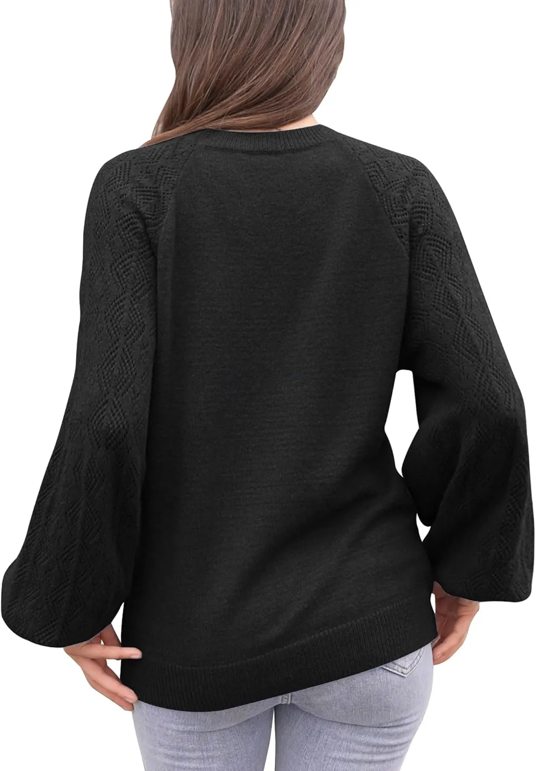 Messic Womens Pullover Sweaters 2024 Casual Long Sleeve V Neck Loose Knit Tops