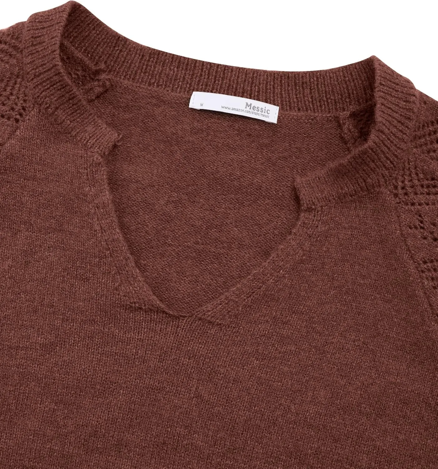 Messic Womens Pullover Sweaters 2024 Casual Long Sleeve V Neck Loose Knit Tops