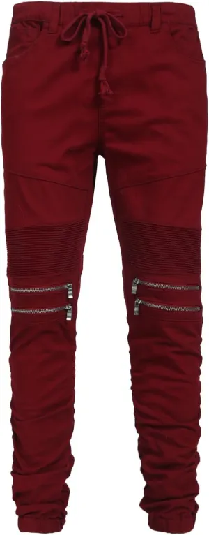 NE PEOPLE Men’s Jogger Pants – Casual Moto Biker Zipper Slim Fit French Terry Fleece Tapered Leg Elastic Waist (XS-5XL)