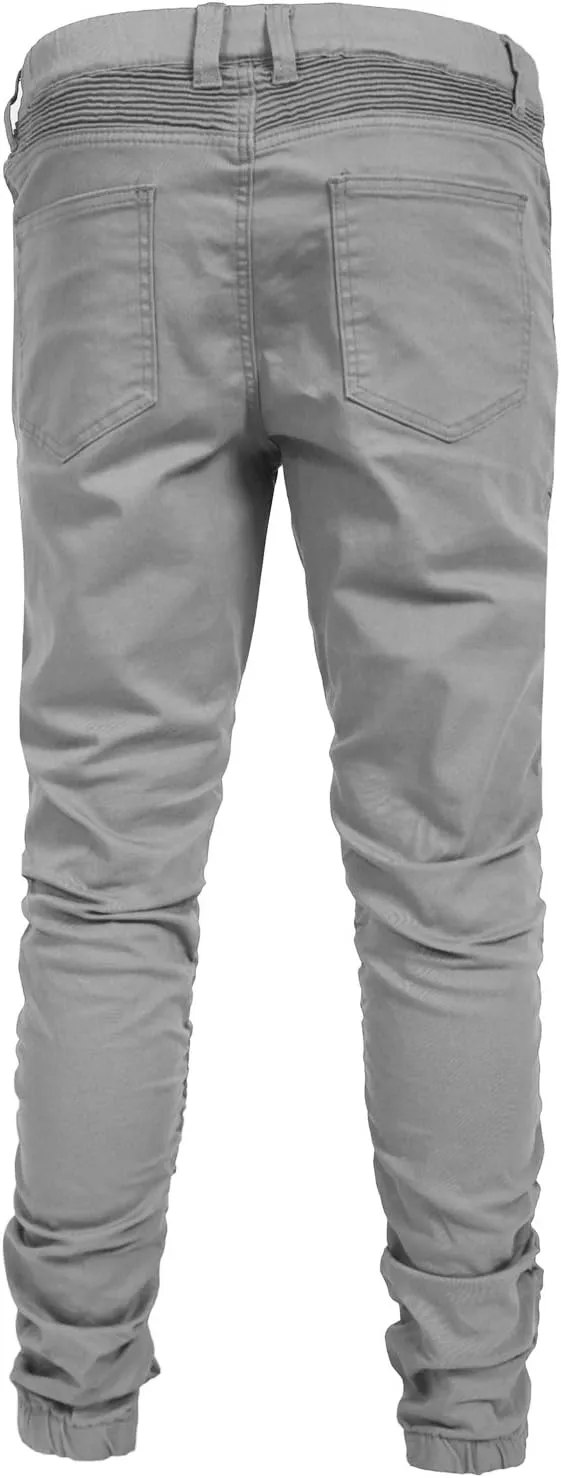 NE PEOPLE Men’s Jogger Pants – Casual Moto Biker Zipper Slim Fit French Terry Fleece Tapered Leg Elastic Waist (XS-5XL)