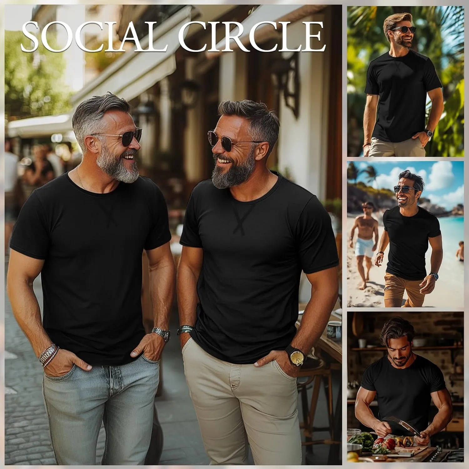 Neer 3 Pack Men's Big and Tall T-Shirts Cotton Short Sleeve Crewneck Plus Size Tee Shirts Hipster Longline Tops