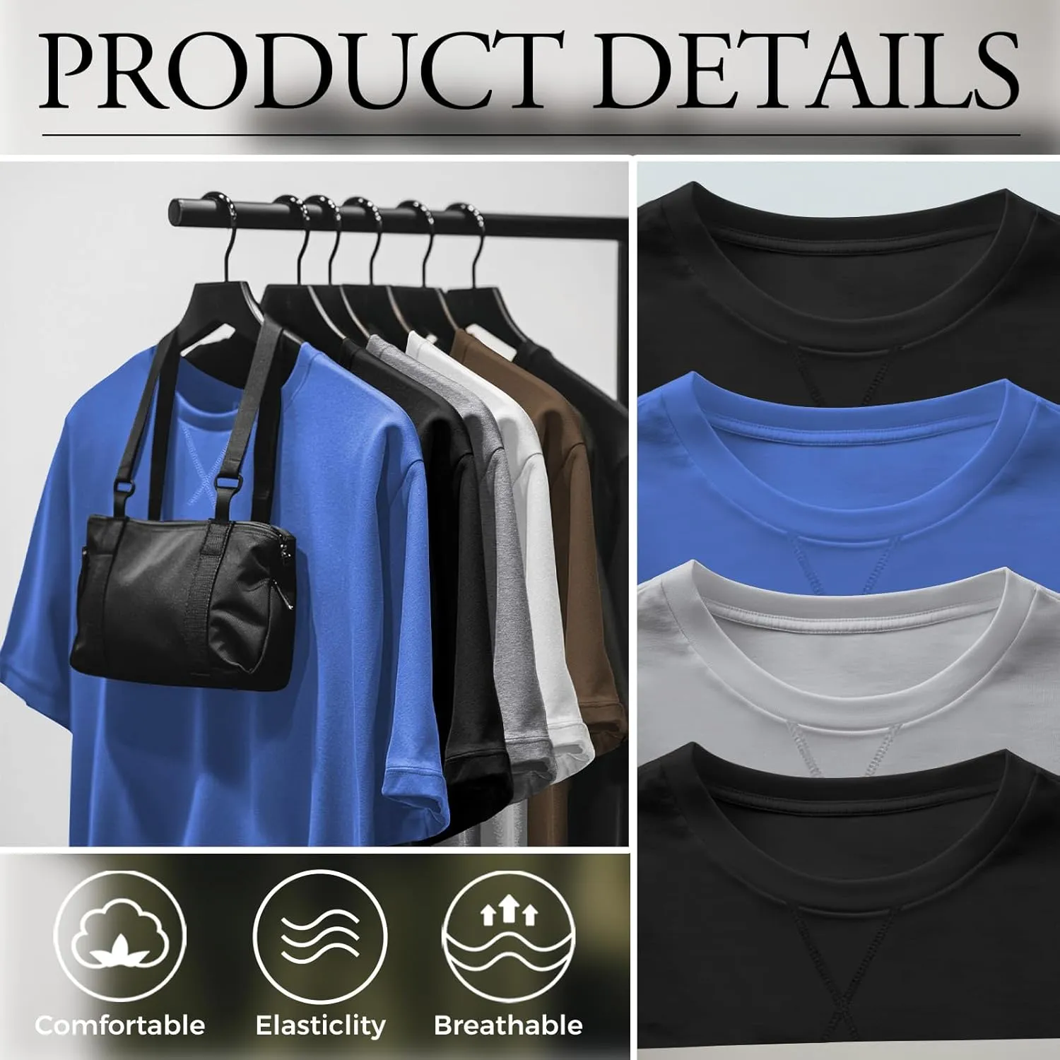 Neer 3 Pack Men's Big and Tall T-Shirts Cotton Short Sleeve Crewneck Plus Size Tee Shirts Hipster Longline Tops