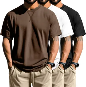 Neer 3 Pack Men's Big and Tall T-Shirts Cotton Short Sleeve Crewneck Plus Size Tee Shirts Hipster Longline Tops