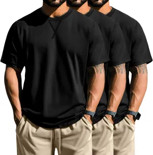 Neer 3 Pack Men's Big and Tall T-Shirts Cotton Short Sleeve Crewneck Plus Size Tee Shirts Hipster Longline Tops