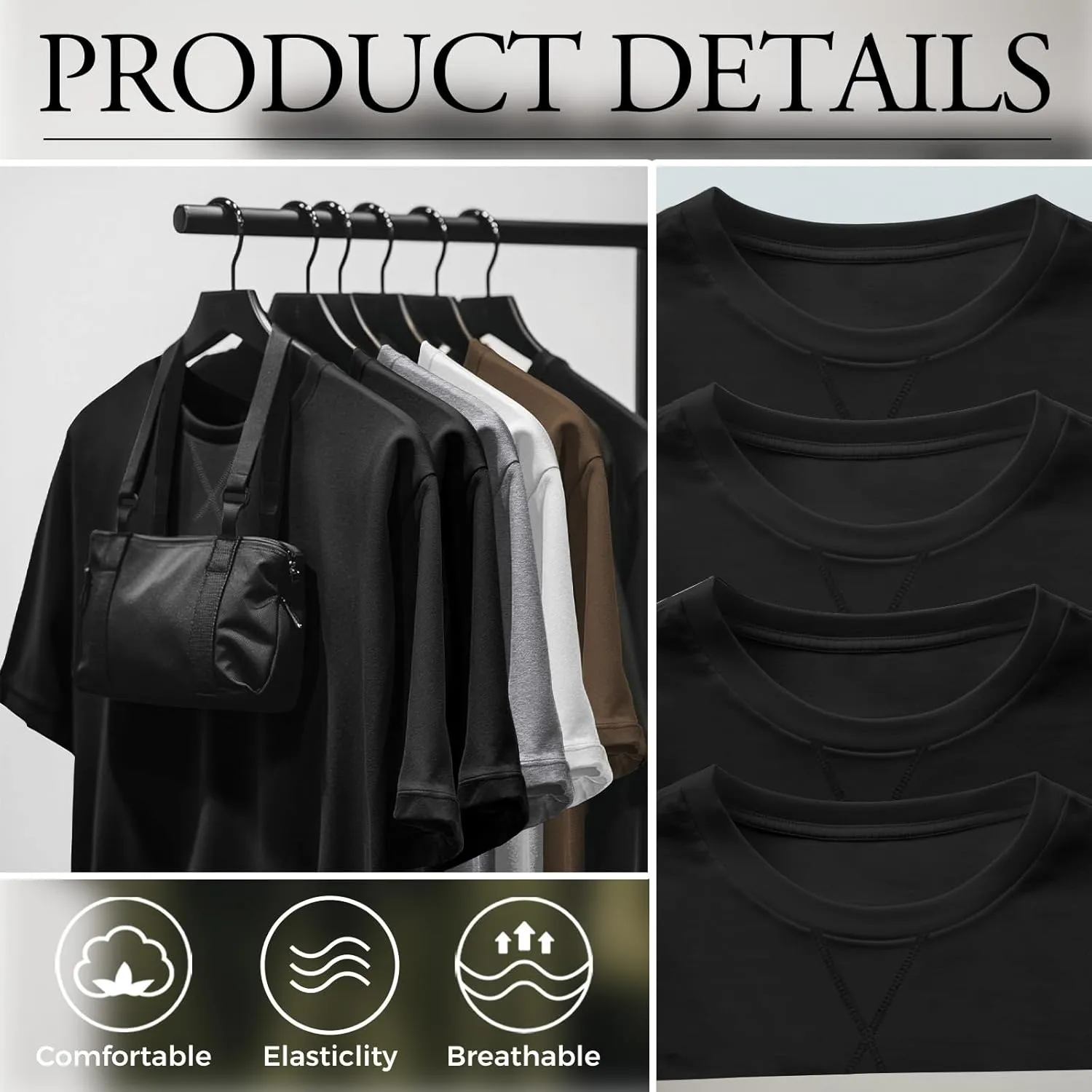 Neer 3 Pack Men's Big and Tall T-Shirts Cotton Short Sleeve Crewneck Plus Size Tee Shirts Hipster Longline Tops