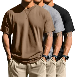 Neer 3 Pack Men's Big and Tall T-Shirts Cotton Short Sleeve Crewneck Plus Size Tee Shirts Hipster Longline Tops