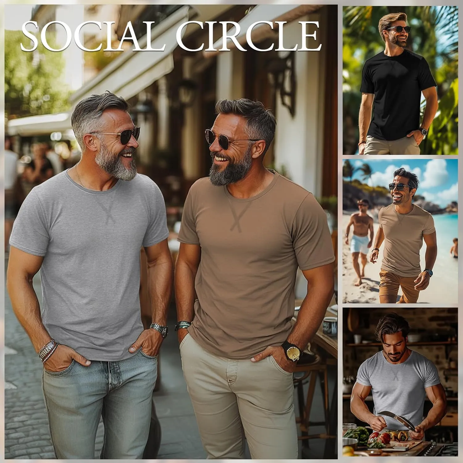 Neer 3 Pack Men's Big and Tall T-Shirts Cotton Short Sleeve Crewneck Plus Size Tee Shirts Hipster Longline Tops