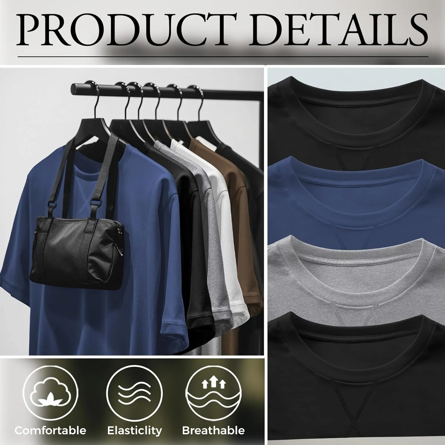 Neer 3 Pack Men's Big and Tall T-Shirts Cotton Short Sleeve Crewneck Plus Size Tee Shirts Hipster Longline Tops