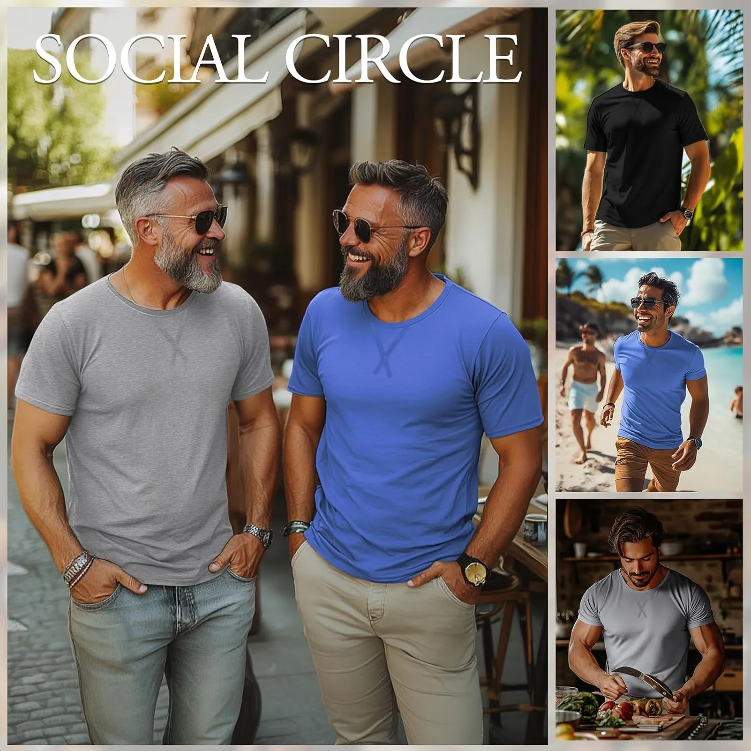Neer 3 Pack Men's Big and Tall T-Shirts Cotton Short Sleeve Crewneck Plus Size Tee Shirts Hipster Longline Tops