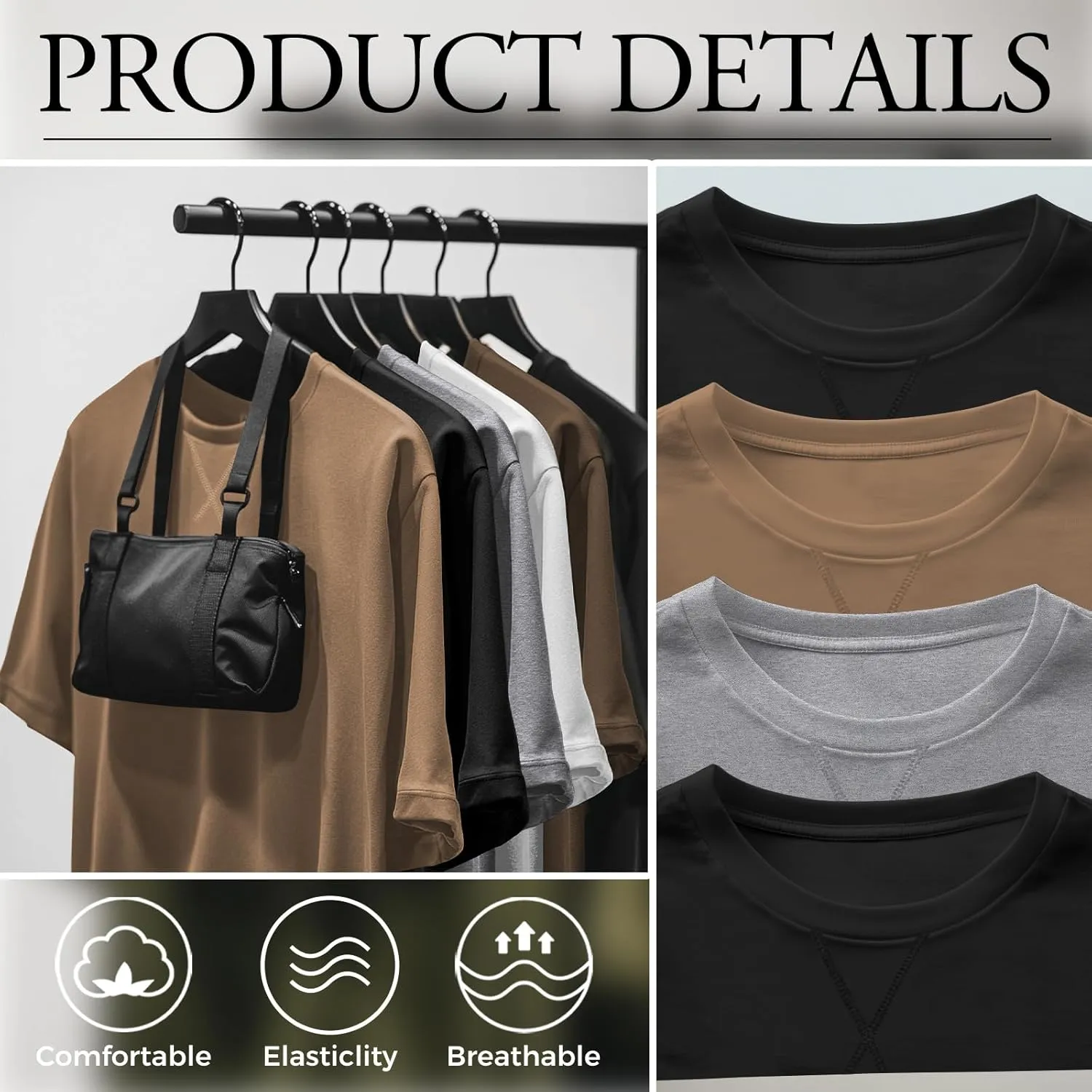 Neer 3 Pack Men's Big and Tall T-Shirts Cotton Short Sleeve Crewneck Plus Size Tee Shirts Hipster Longline Tops