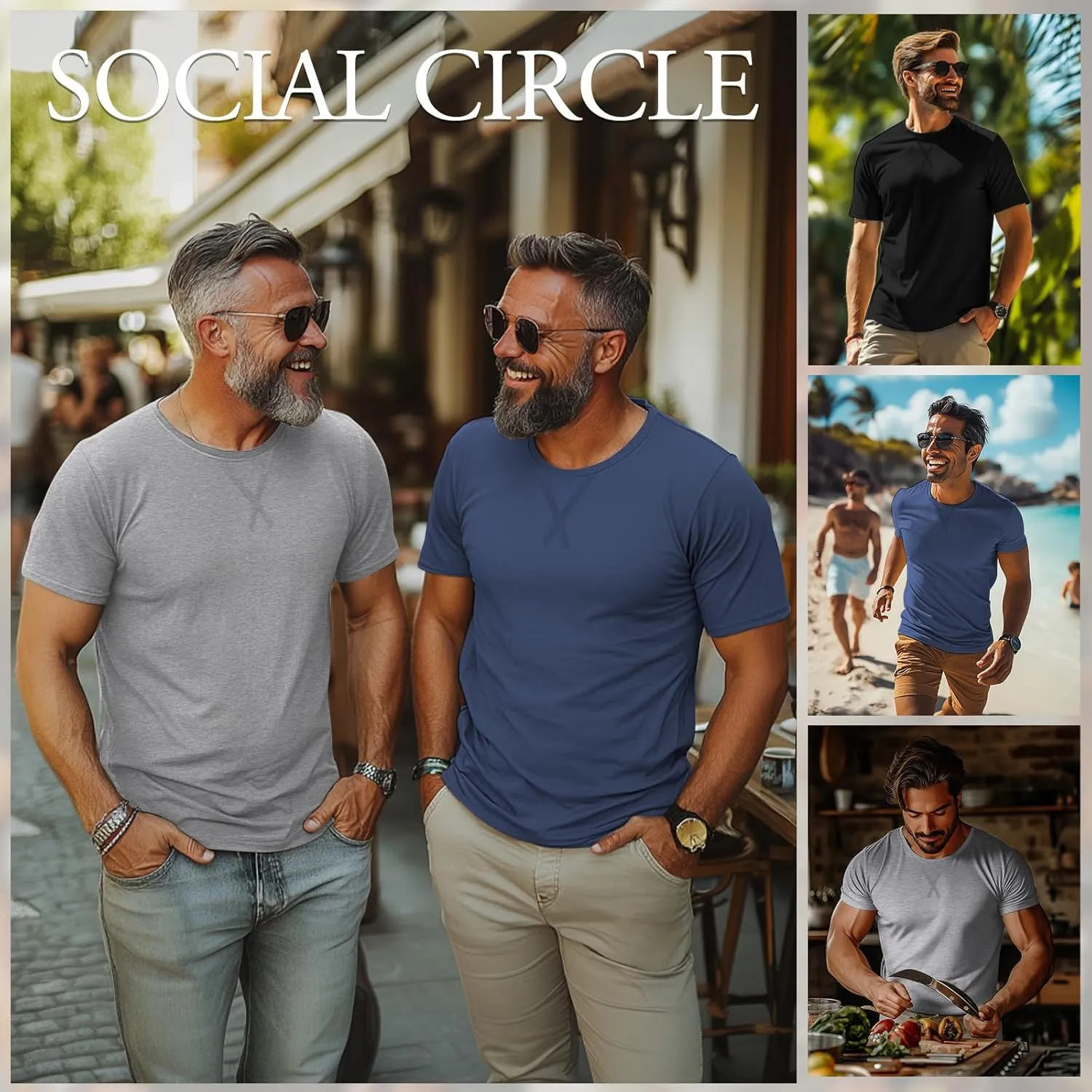Neer 3 Pack Men's Big and Tall T-Shirts Cotton Short Sleeve Crewneck Plus Size Tee Shirts Hipster Longline Tops