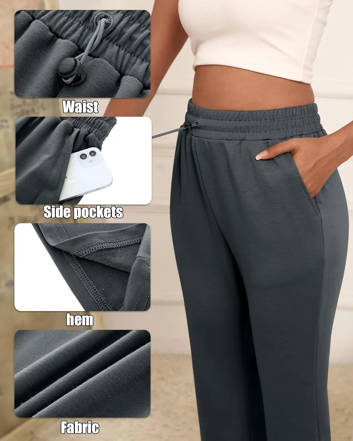 Neer 3 Pack Women's Capri Sweatpants Modal Soft Wide Leg Capris Summer Lounge Yoga Workout Cropped Pants with Pockets
