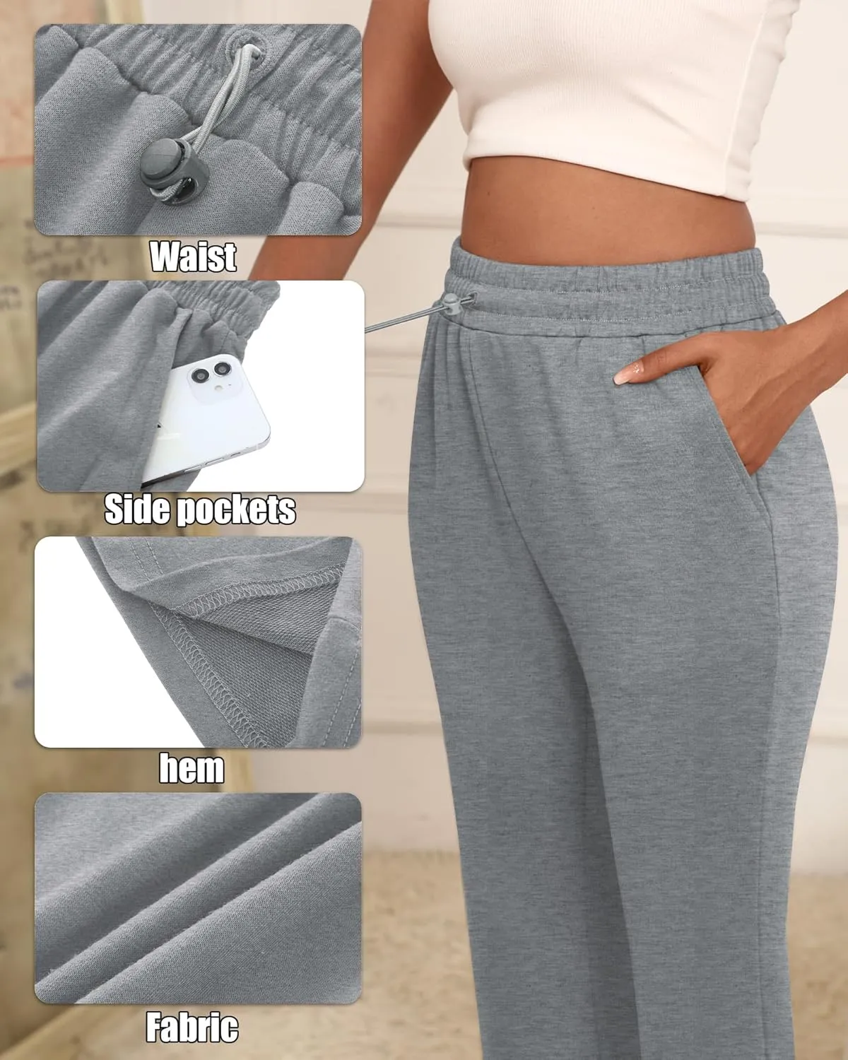Neer 3 Pack Women's Capri Sweatpants Modal Soft Wide Leg Capris Summer Lounge Yoga Workout Cropped Pants with Pockets