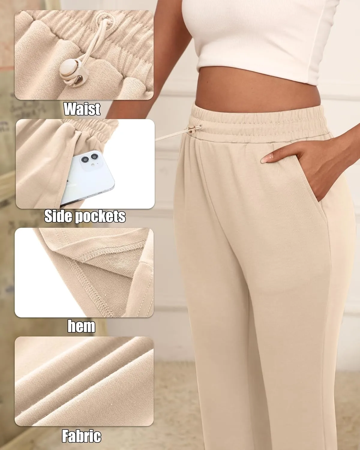 Neer 3 Pack Women's Capri Sweatpants Modal Soft Wide Leg Capris Summer Lounge Yoga Workout Cropped Pants with Pockets