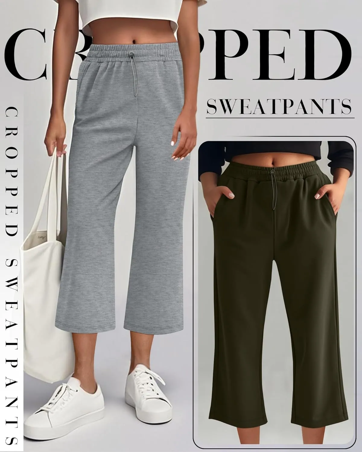 Neer 3 Pack Women's Capri Sweatpants Modal Soft Wide Leg Capris Summer Lounge Yoga Workout Cropped Pants with Pockets