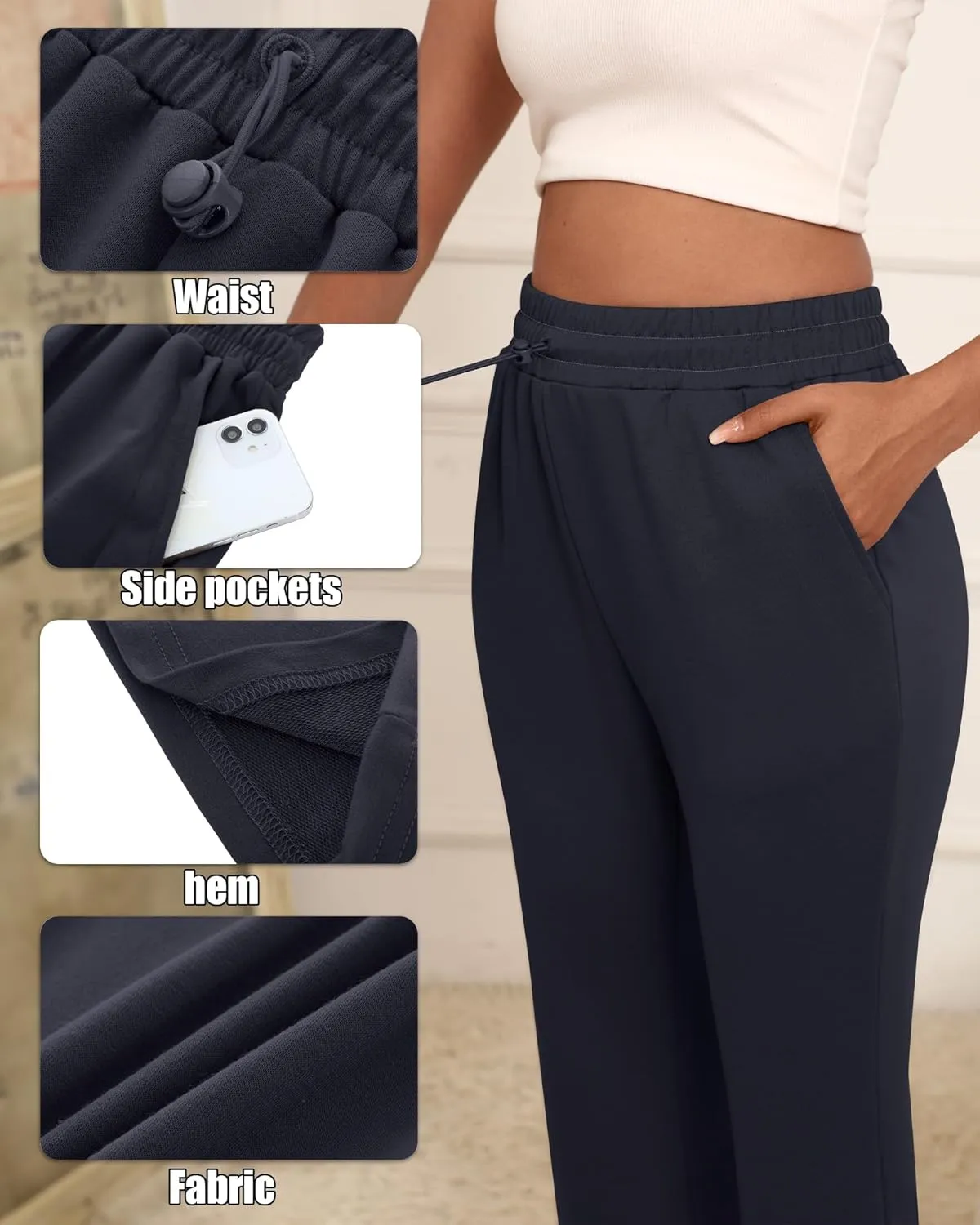 Neer 3 Pack Women's Capri Sweatpants Modal Soft Wide Leg Capris Summer Lounge Yoga Workout Cropped Pants with Pockets