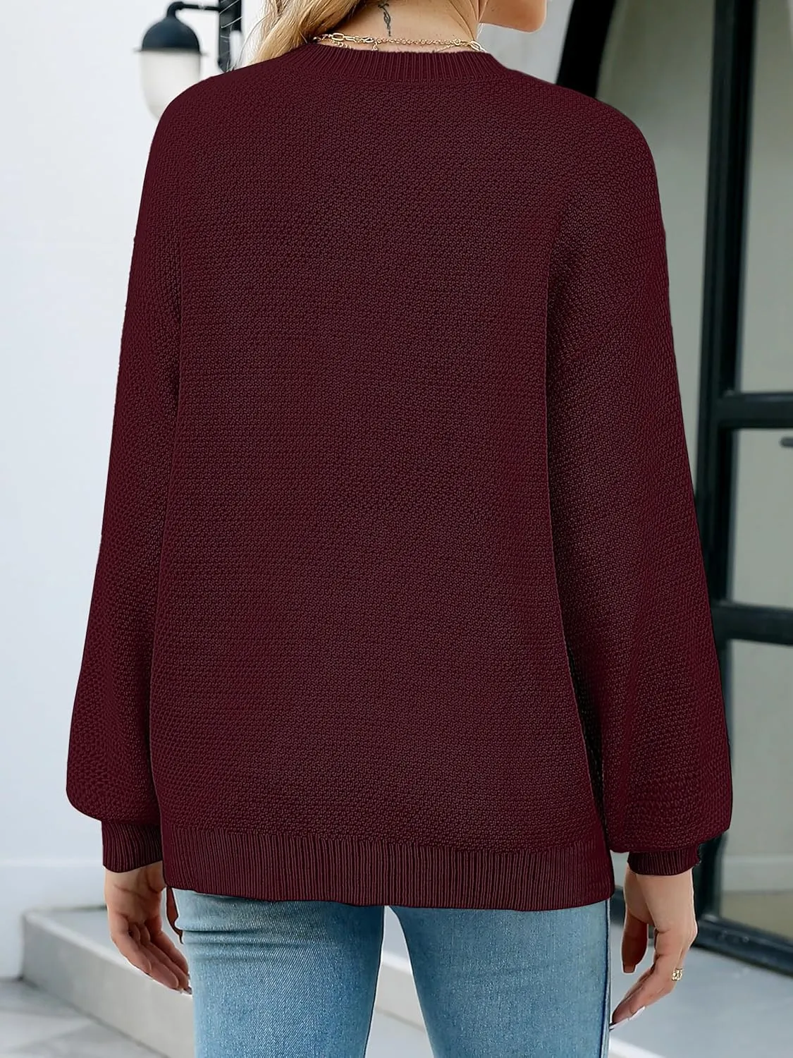 NIeyook Women's Oversized Sweaters 2025 Spring Trendy Long Sleeve Crew Neck Pullover Sweater Loose Heathered Knit Tops