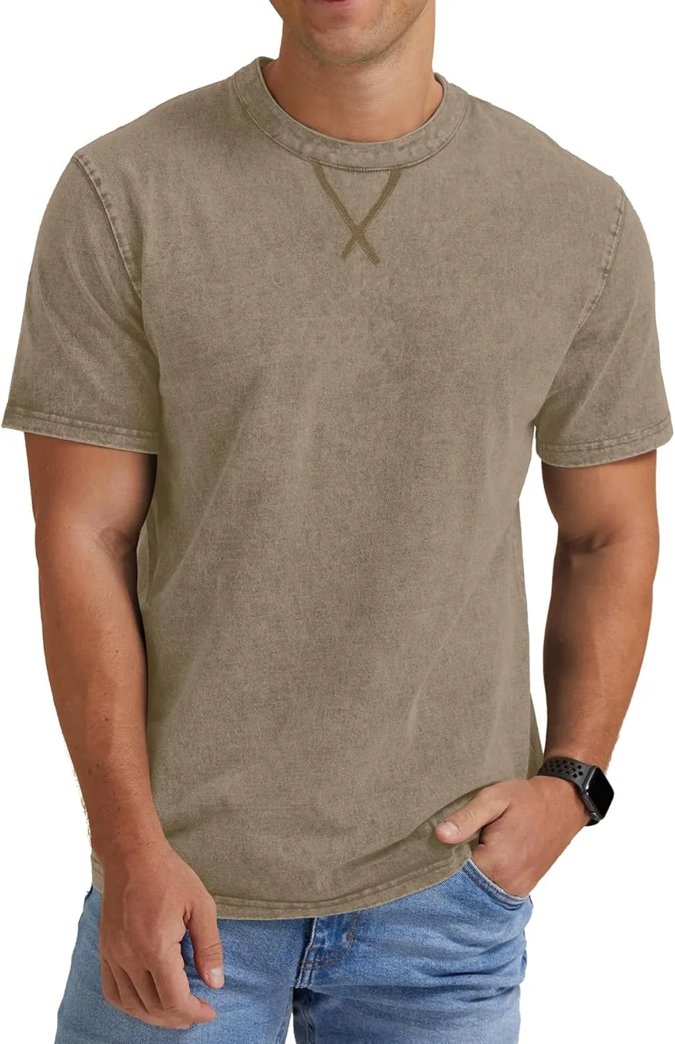 NITAGUT Mens Distressed Cotton Shirts Vintage Hipster Hip Hop Longline Crew Neck T-Shirt