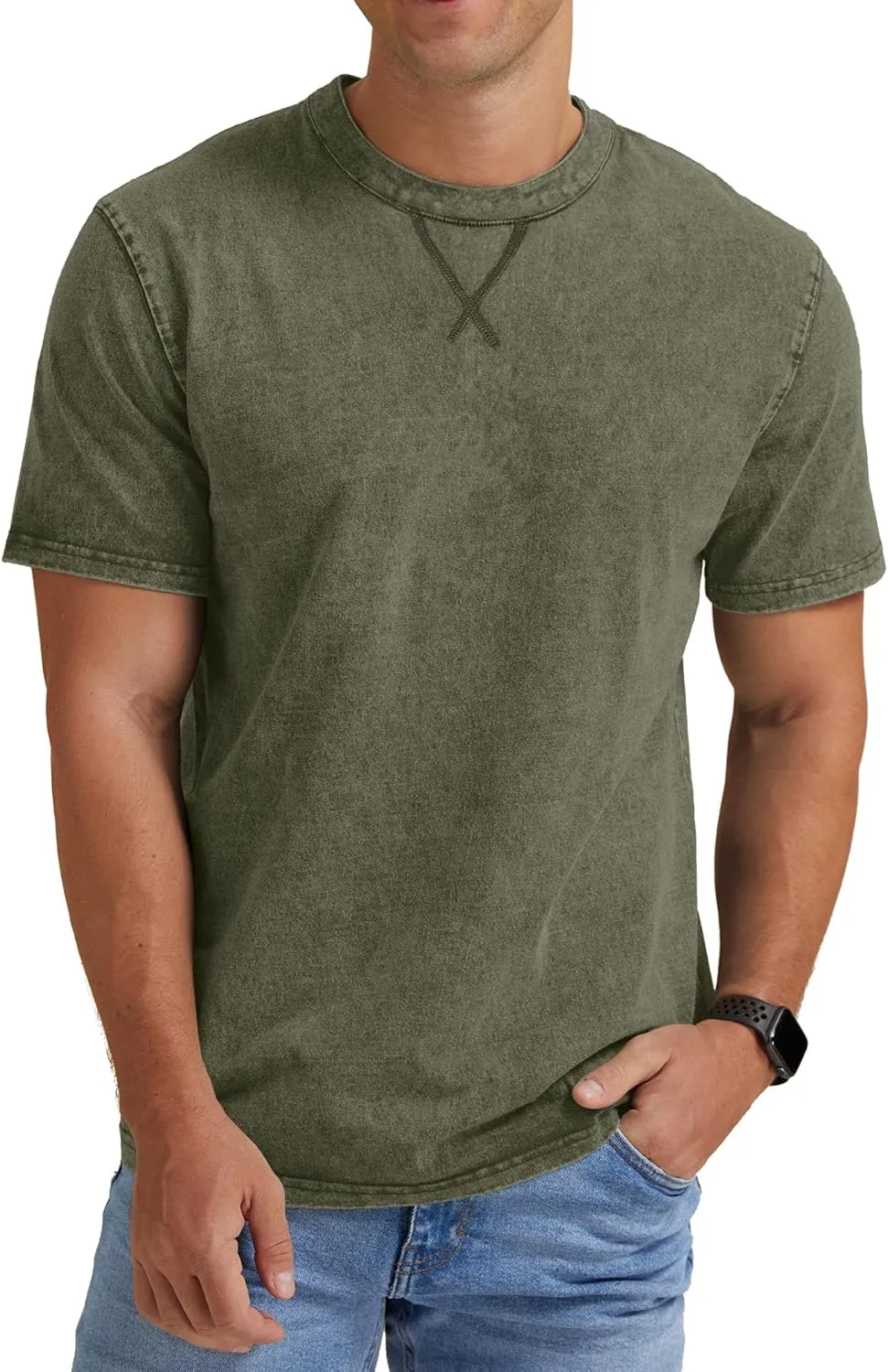 NITAGUT Mens Distressed Cotton Shirts Vintage Hipster Hip Hop Longline Crew Neck T-Shirt