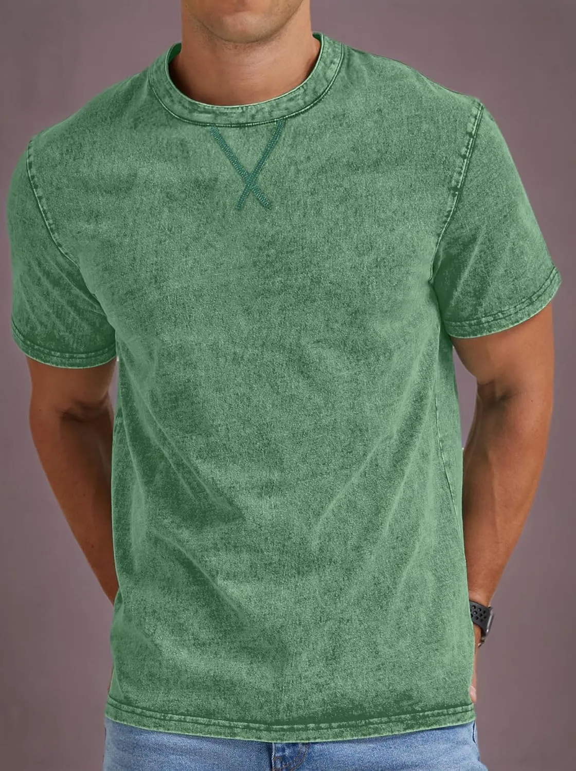 NITAGUT Mens Distressed Cotton Shirts Vintage Hipster Hip Hop Longline Crew Neck T-Shirt